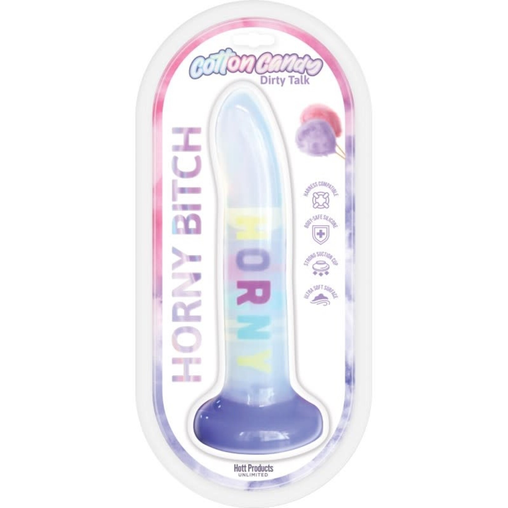 HOTT PRODUCTS Cotton Candy Dirty Talk Silicone Dildo