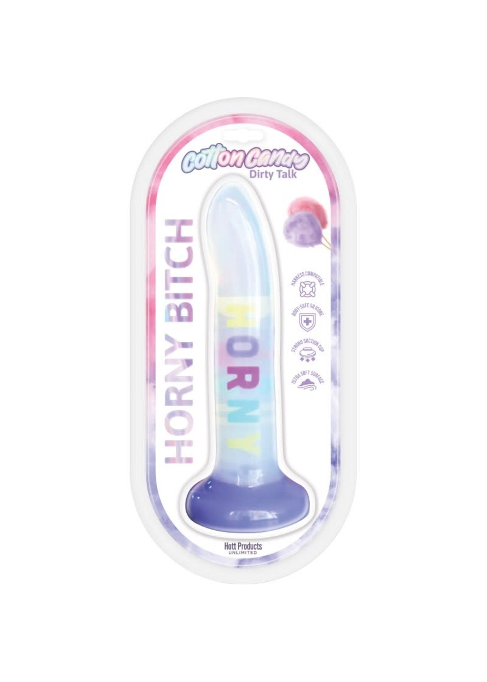 HOTT PRODUCTS Cotton Candy Dirty Talk Silicone Dildo