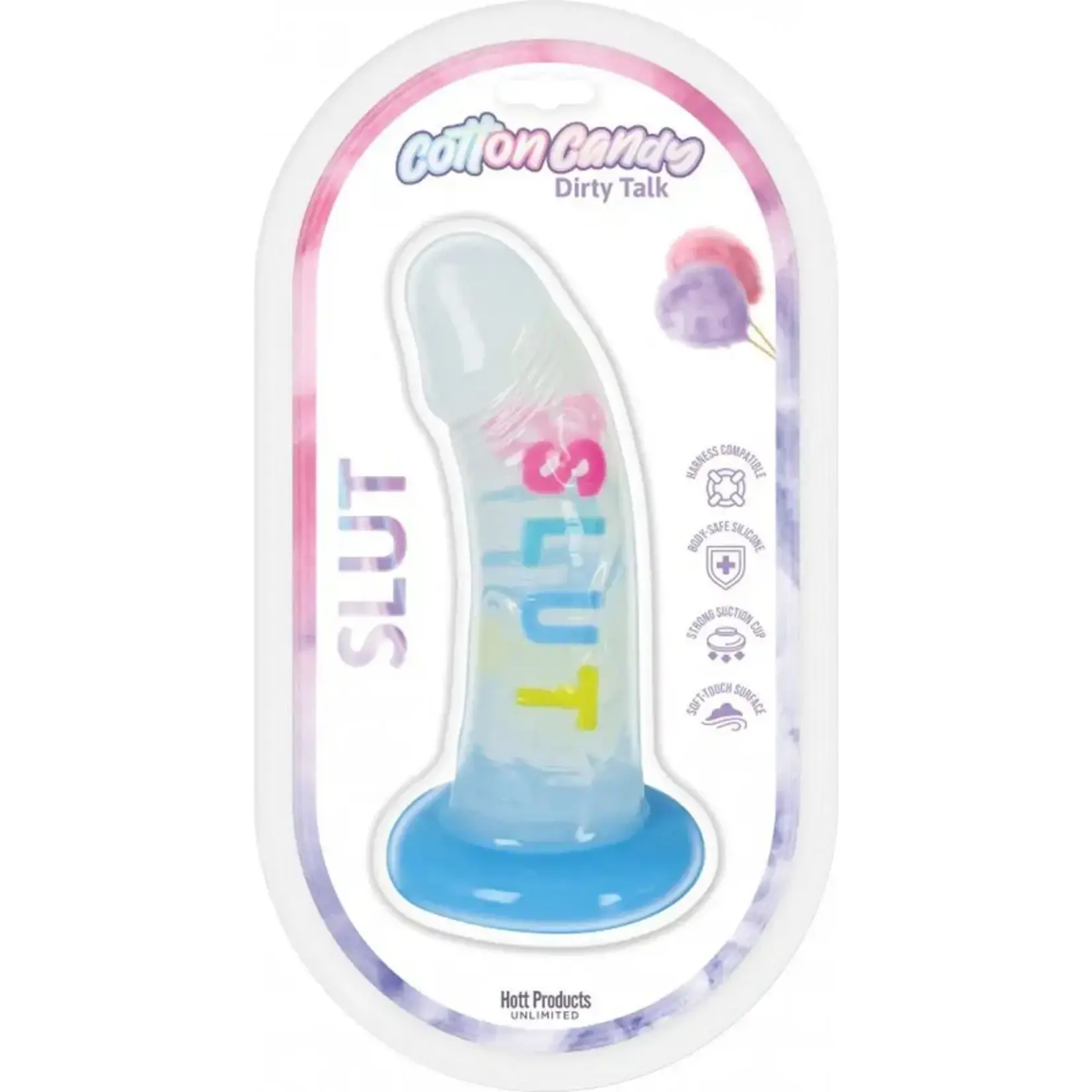 HOTT PRODUCTS Cotton Candy Dirty Talk Silicone Dildo