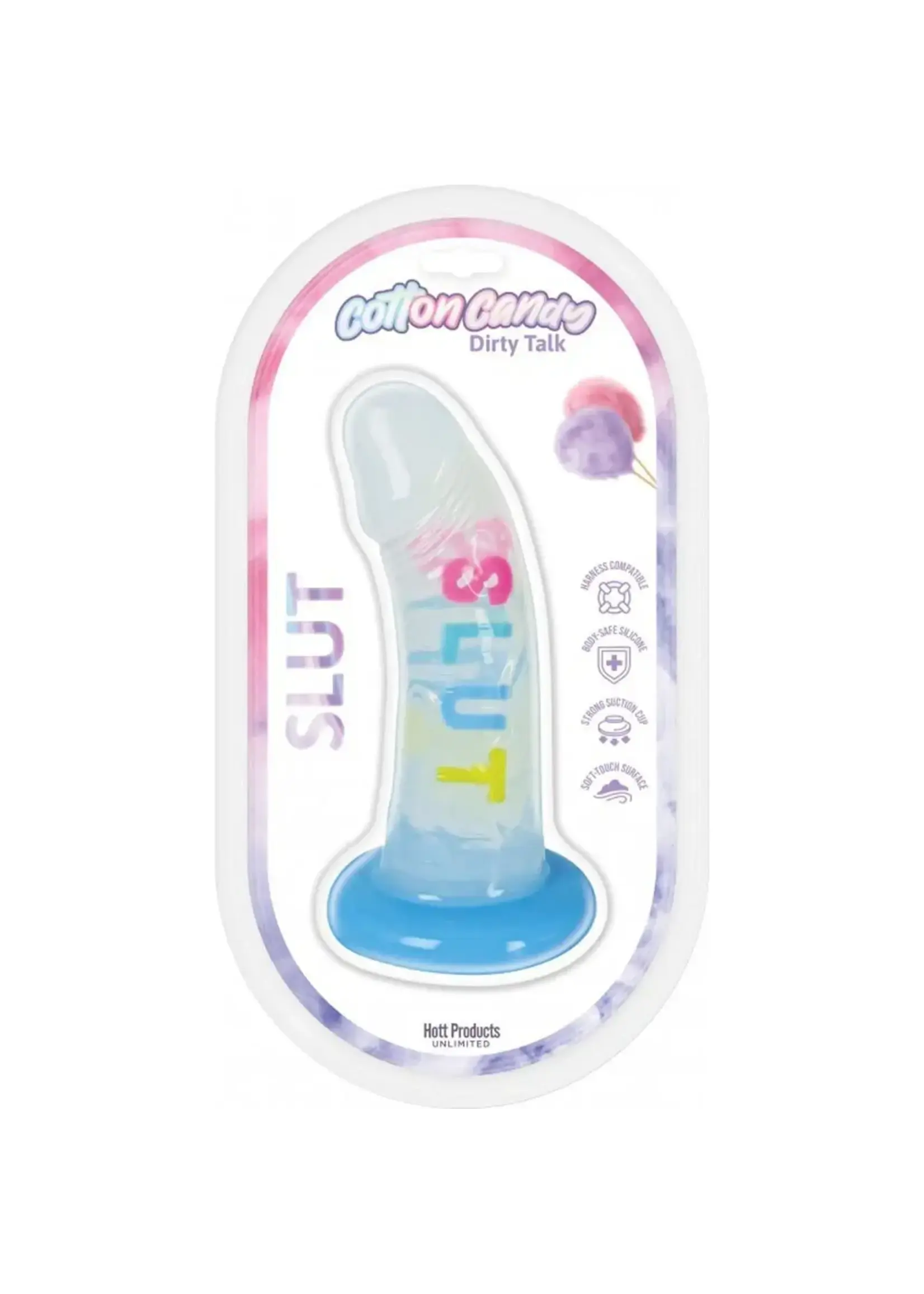 HOTT PRODUCTS Cotton Candy Dirty Talk Silicone Dildo