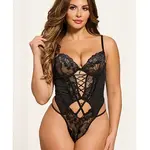 Seven 'til Midnight Cross-Dye Lace and Mesh Underwire Teddy w/Hook and Eye Back Closure