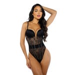 Roma Costumes Belle Noir Chantilly Lace and Satin Teddy