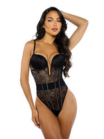 Roma Costumes Belle Noir Chantilly Lace and Satin Teddy