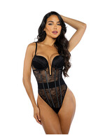 Roma Costumes Belle Noir Chantilly Lace and Satin Teddy