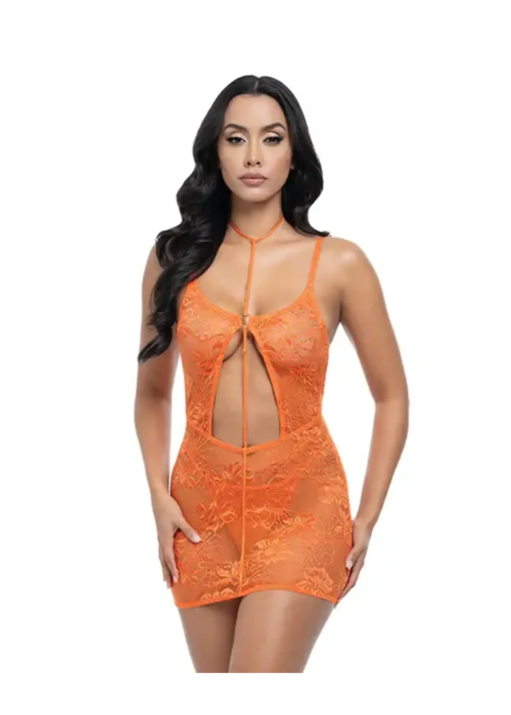 Oh La La Cheri Presley Lace Babydoll w/G-String 2 pc Set - Dragon - Fire Orange