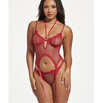 Seven 'til Midnight Stretch Mesh and Lace Cami w/Thong 2 pc Set - O/S