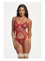 Seven 'til Midnight Stretch Mesh and Lace Cami w/Thong 2 pc Set - O/S