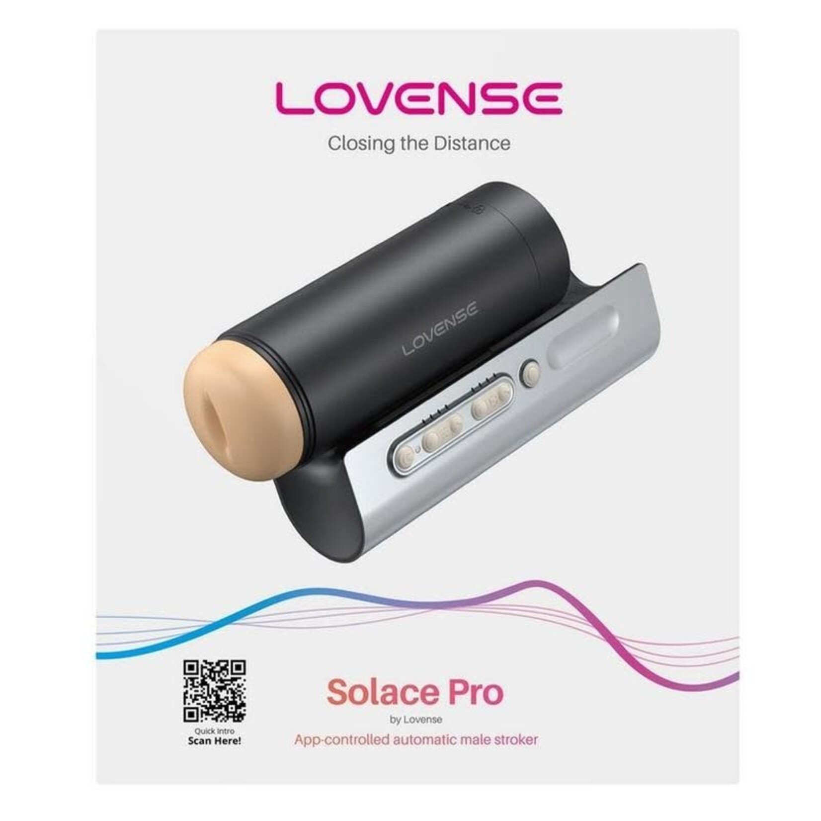 LOVENSE Lovense Solace Pro Rechargeable App Compatible Stroker - Black/Silver