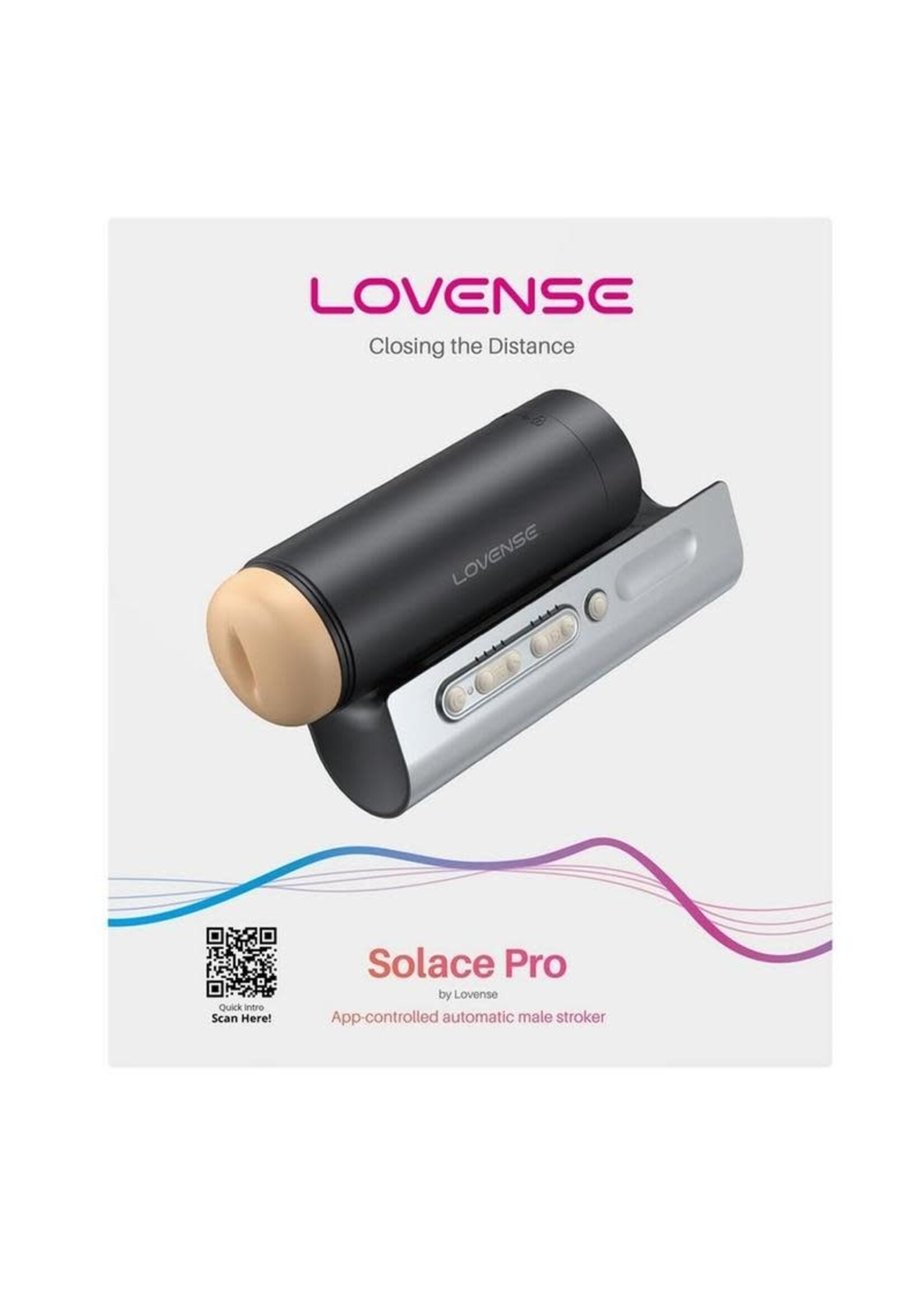 LOVENSE Lovense Solace Pro Rechargeable App Compatible Stroker - Black/Silver