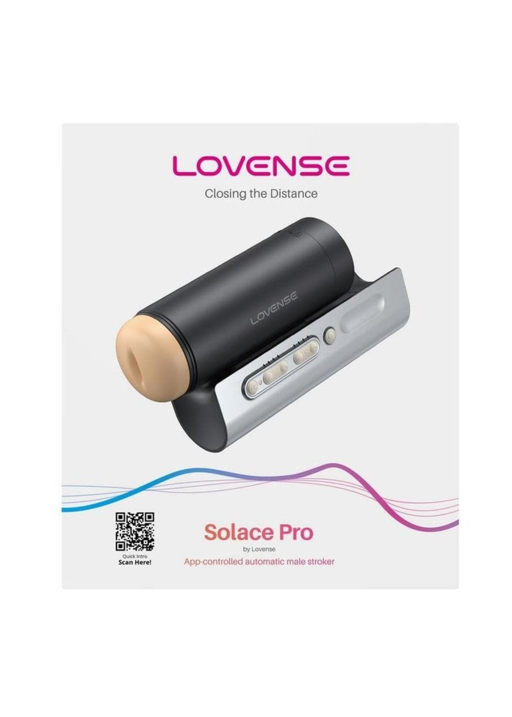 LOVENSE Lovense Solace Pro Rechargeable App Compatible Stroker - Black/Silver