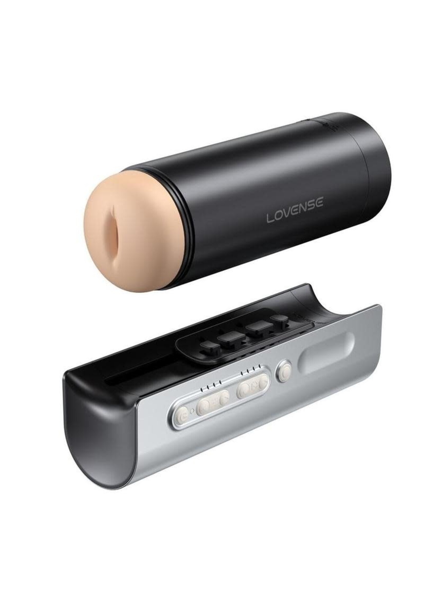 LOVENSE Lovense Solace Pro Rechargeable App Compatible Stroker - Black/Silver