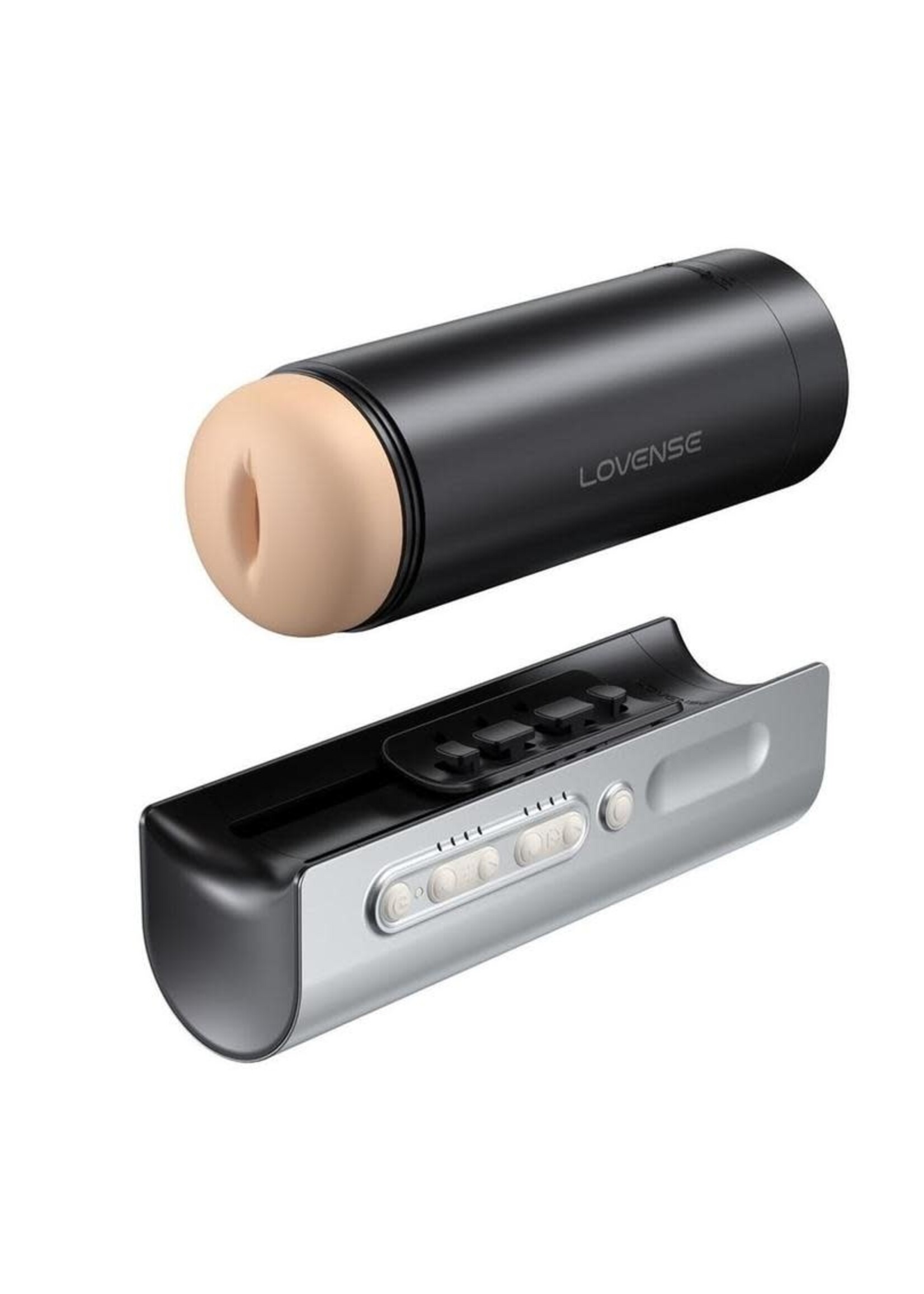 LOVENSE Lovense Solace Pro Rechargeable App Compatible Stroker - Black/Silver