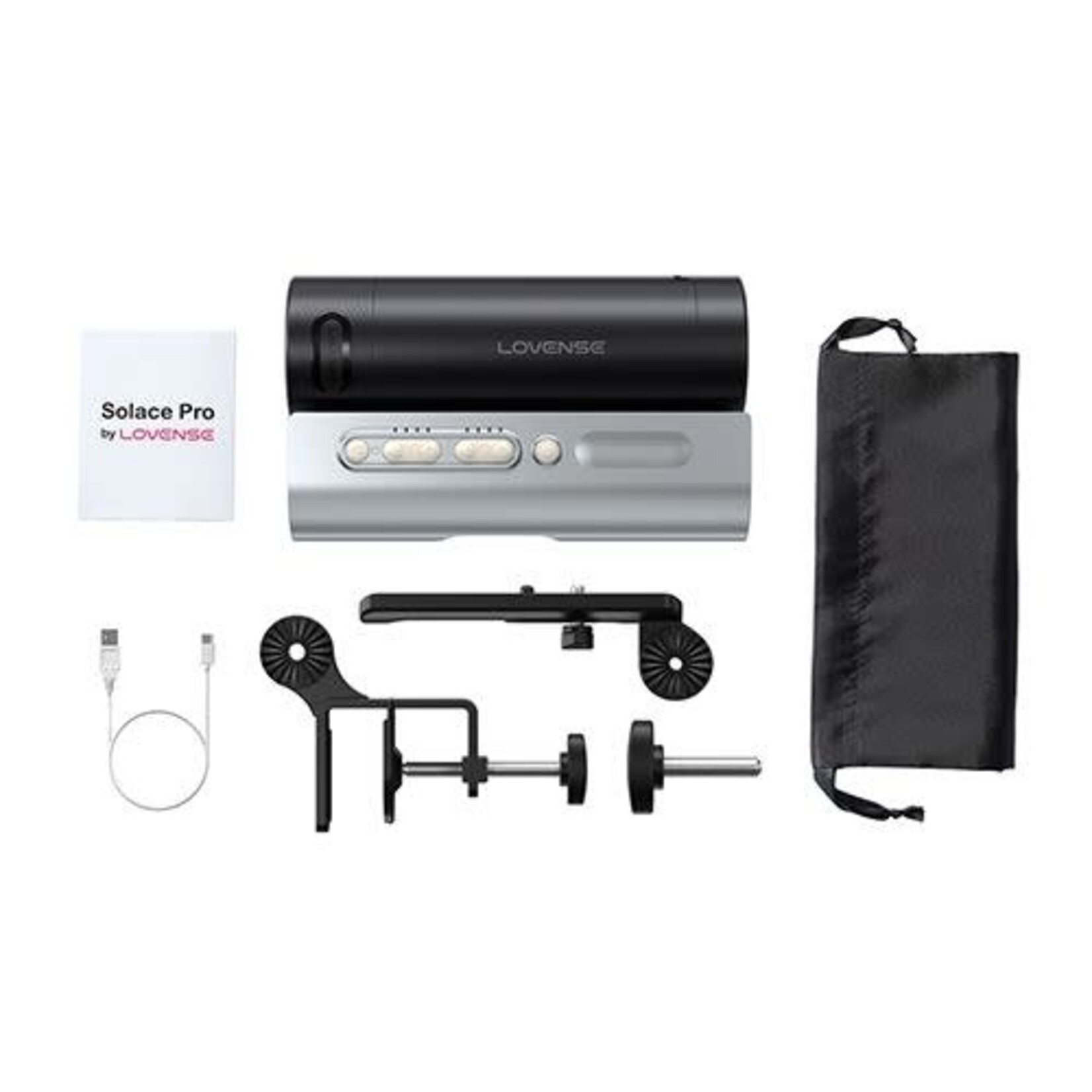 LOVENSE Lovense Solace Pro Rechargeable App Compatible Stroker - Black/Silver