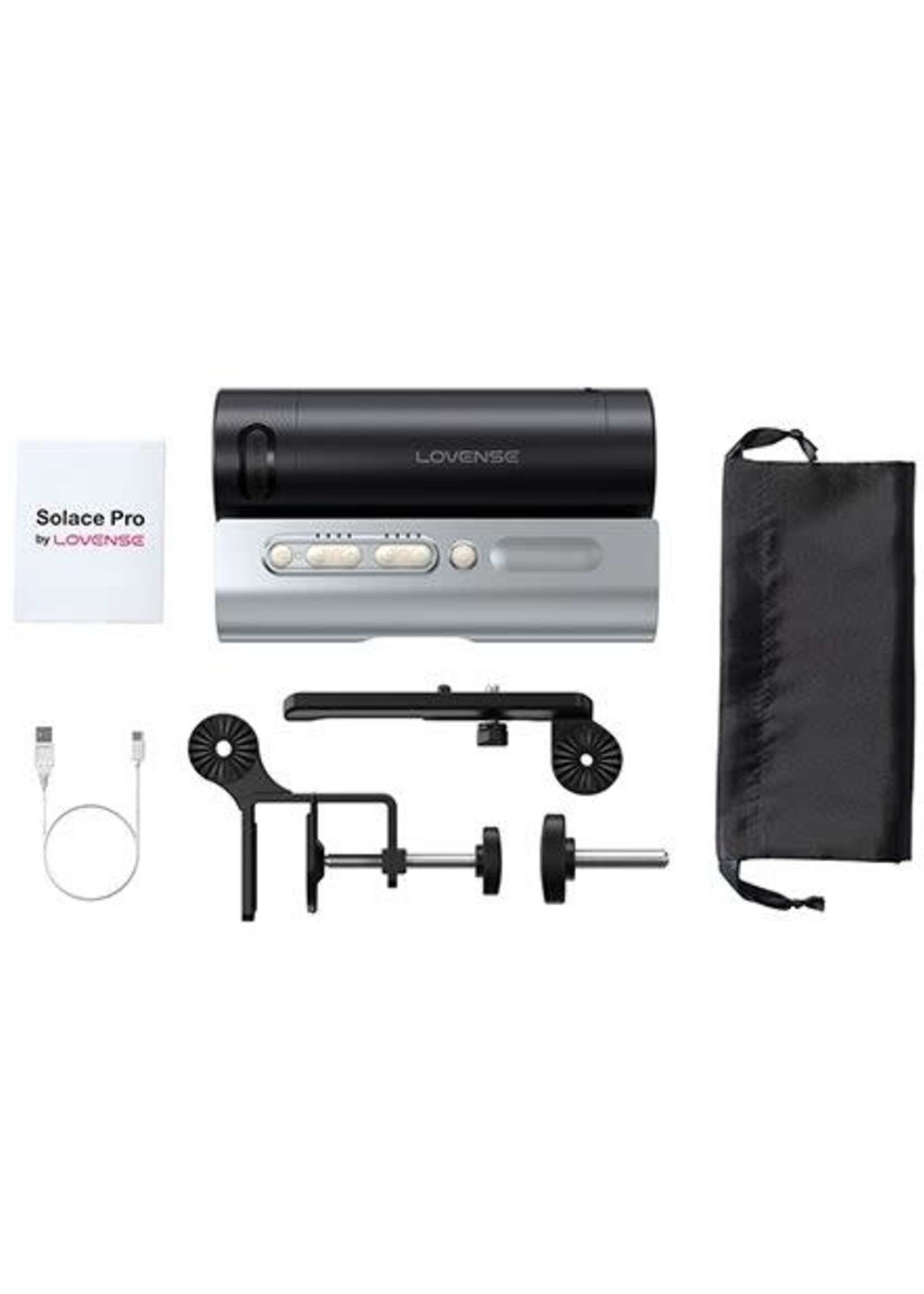 LOVENSE Lovense Solace Pro Rechargeable App Compatible Stroker - Black/Silver