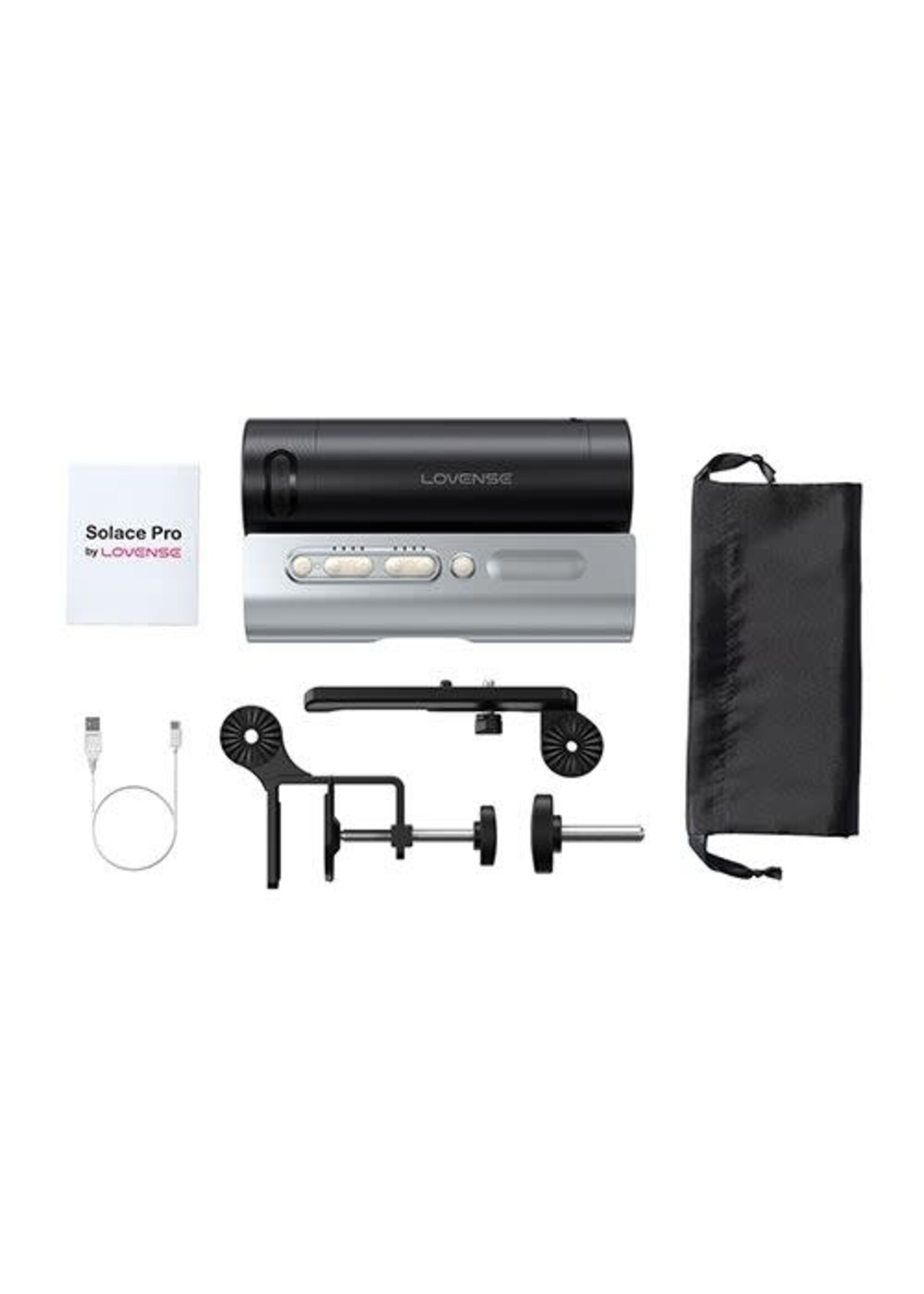 LOVENSE Lovense Solace Pro Rechargeable App Compatible Stroker - Black/Silver