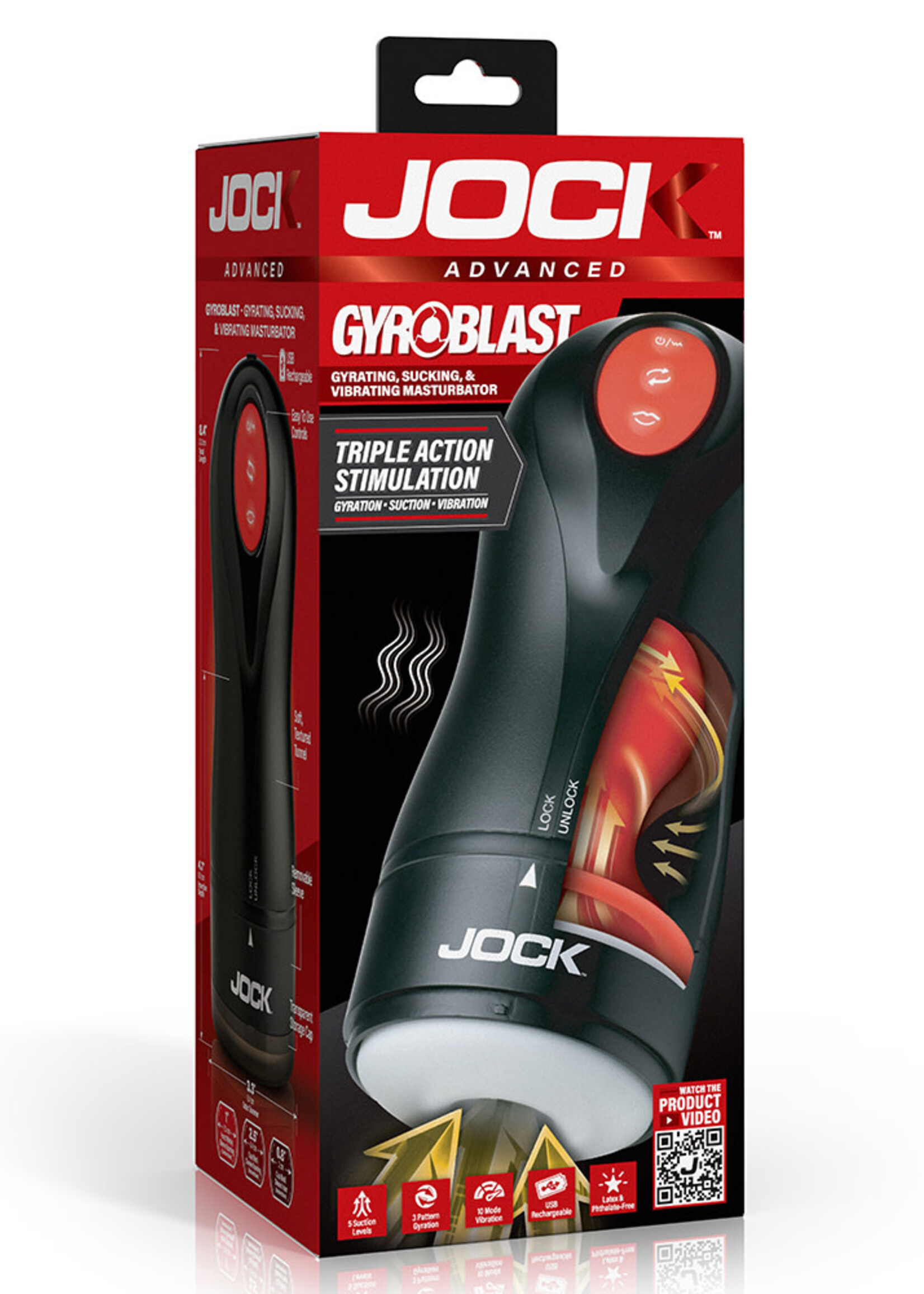 Curve Toys Jock Gyroblast Gyrating, Sucking & Vibrating Rechargeable Masturbator