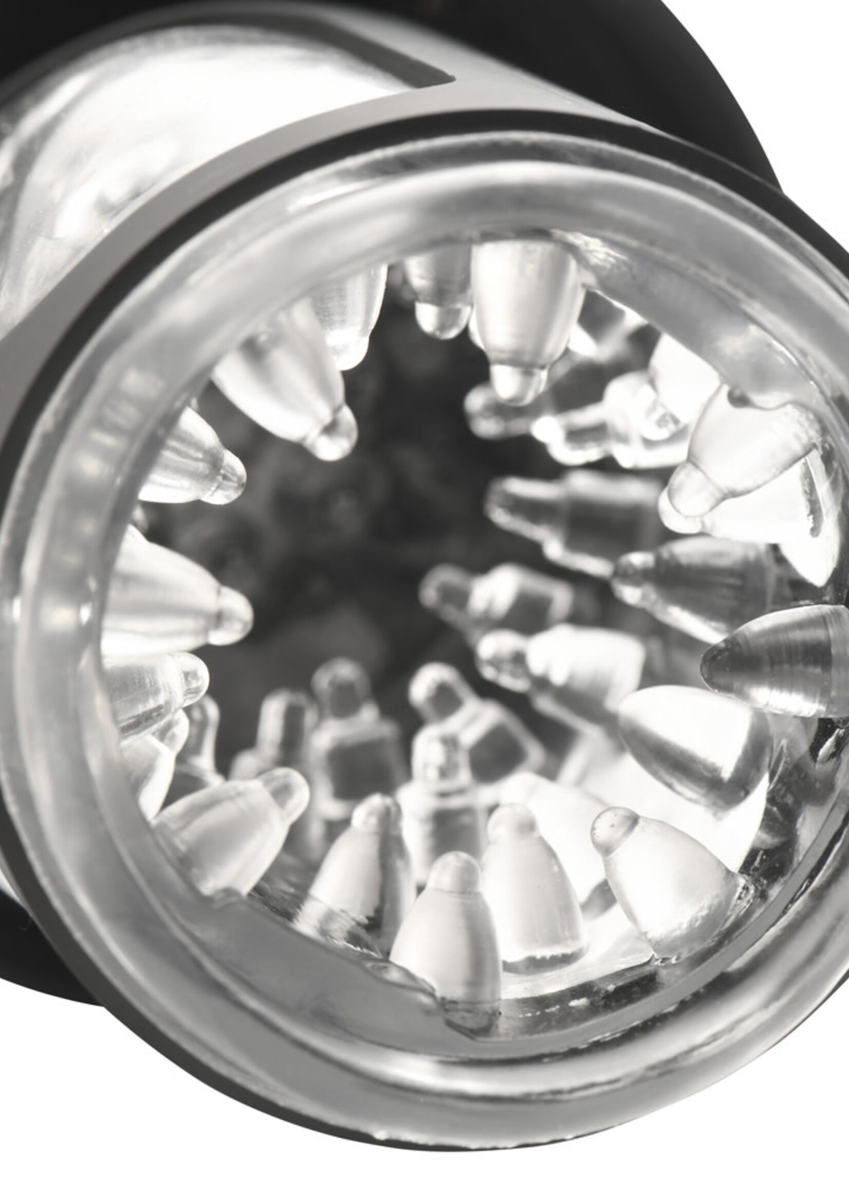 Curve Toys Jock Auto Spin Spinning and Thrusting Rechargeable Masturbator - Black/Clear