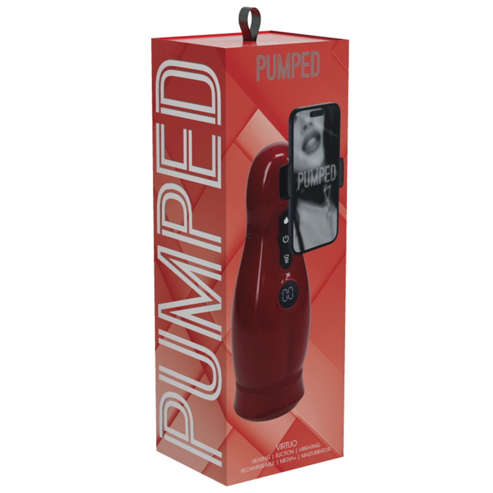 Shots Pumped Pumped Virtuo 10 Function Rechargeable Masturbator with Phone Attachment