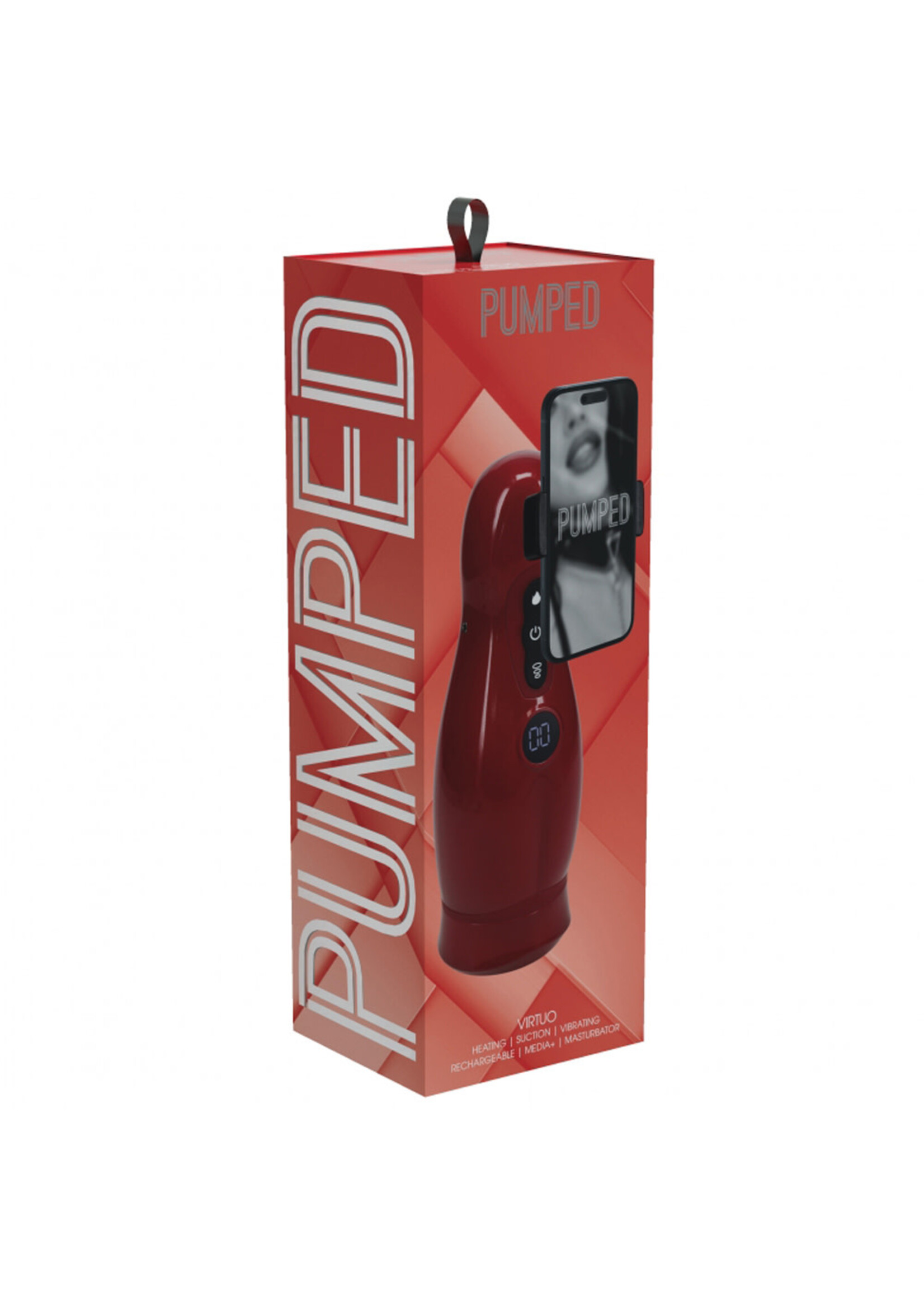 Shots Pumped Pumped Virtuo 10 Function Rechargeable Masturbator with Phone Attachment