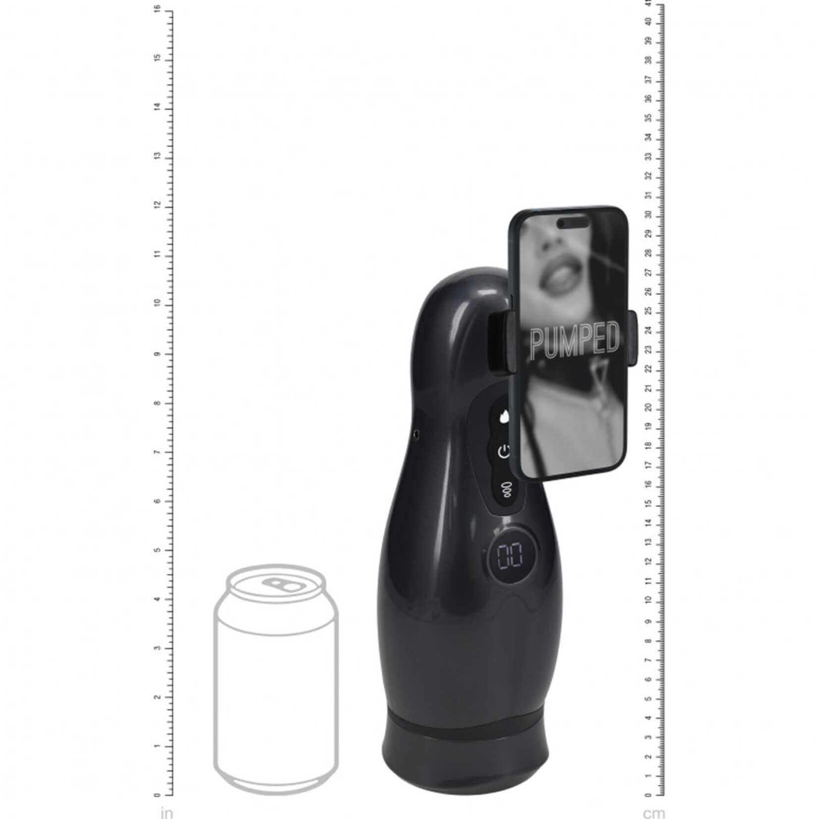 Shots Pumped Pumped Virtuo 10 Function Rechargeable Masturbator with Phone Attachment
