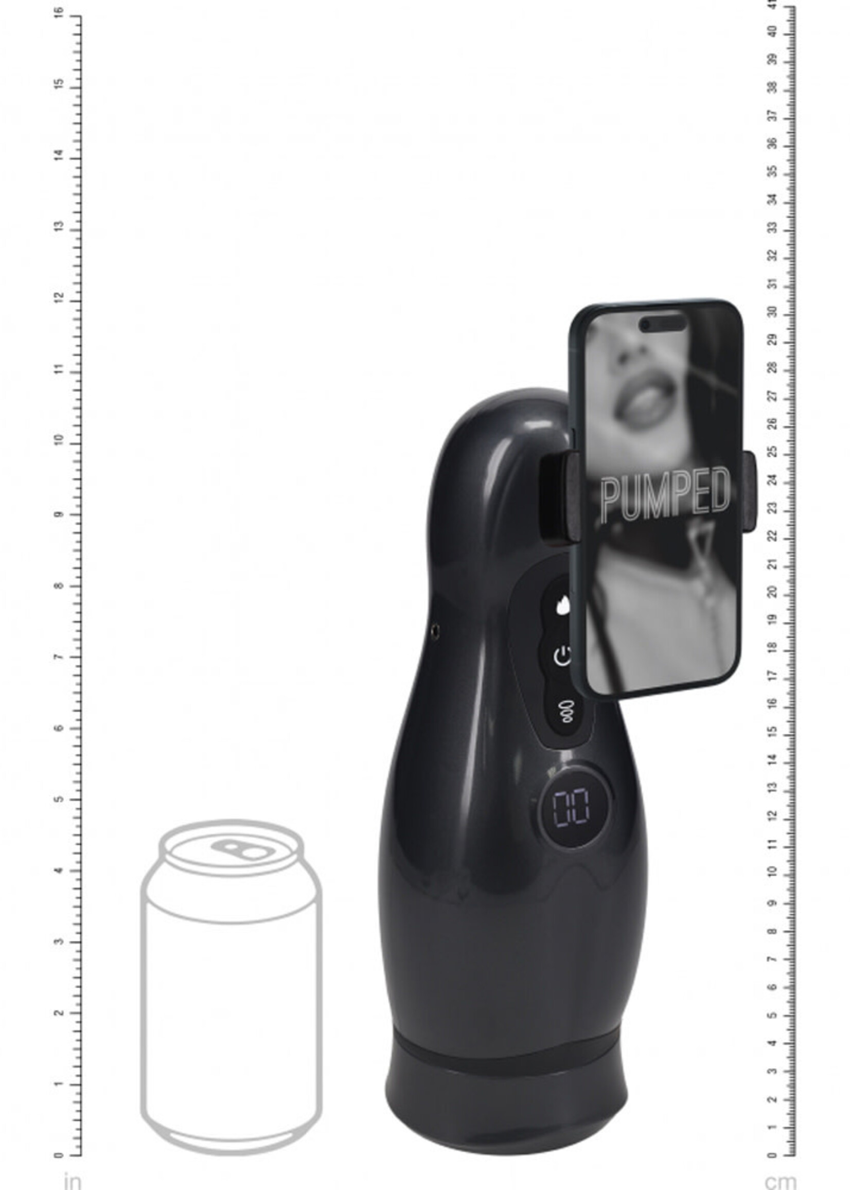 Shots Pumped Pumped Virtuo 10 Function Rechargeable Masturbator with Phone Attachment
