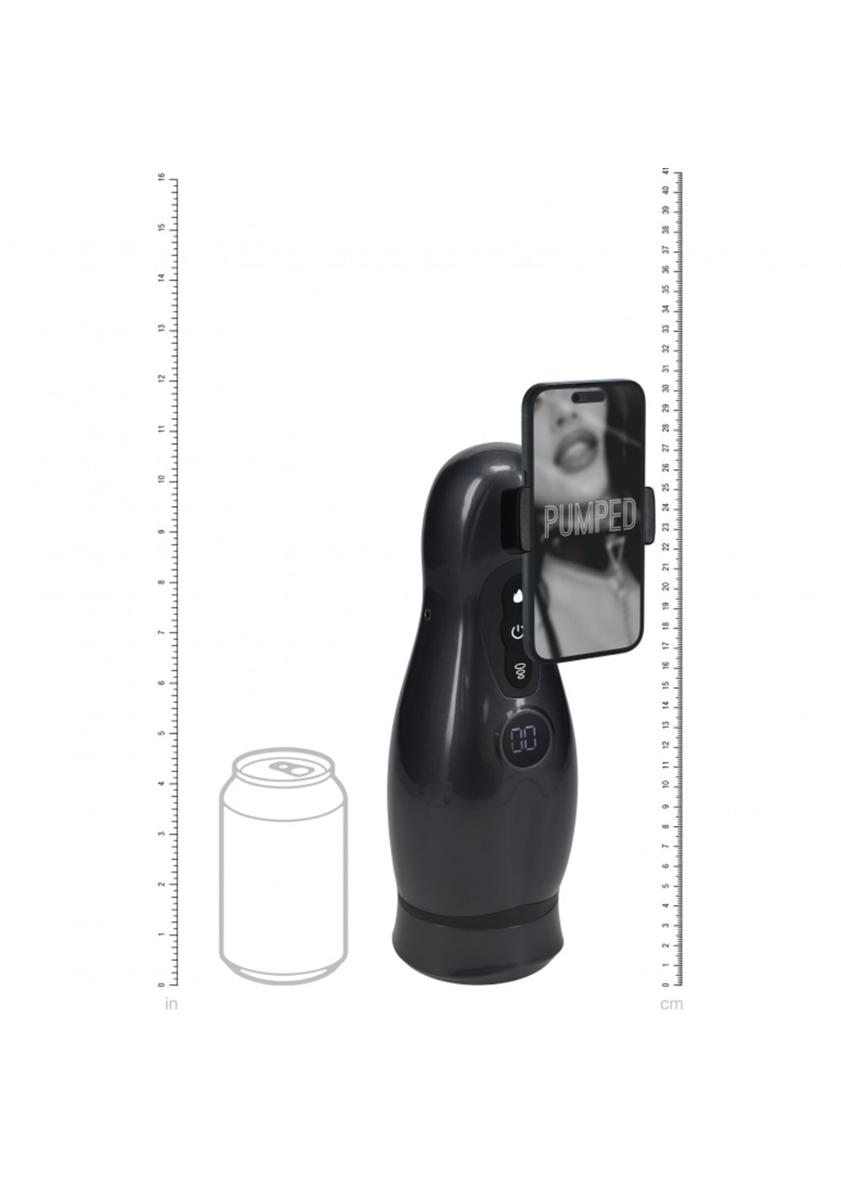 Shots Pumped Pumped Virtuo 10 Function Rechargeable Masturbator with Phone Attachment