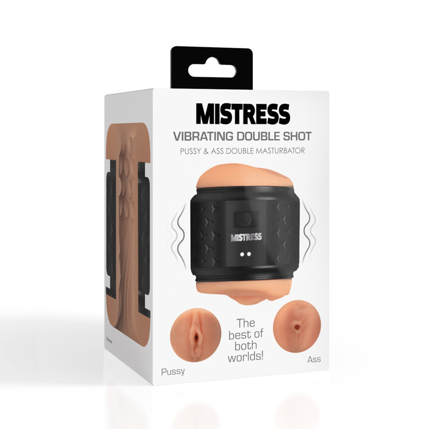Curve Toys Mistress Vibrating Double Shot Rechargeable Masturbator - Pussy & Ass - Vanilla/Black