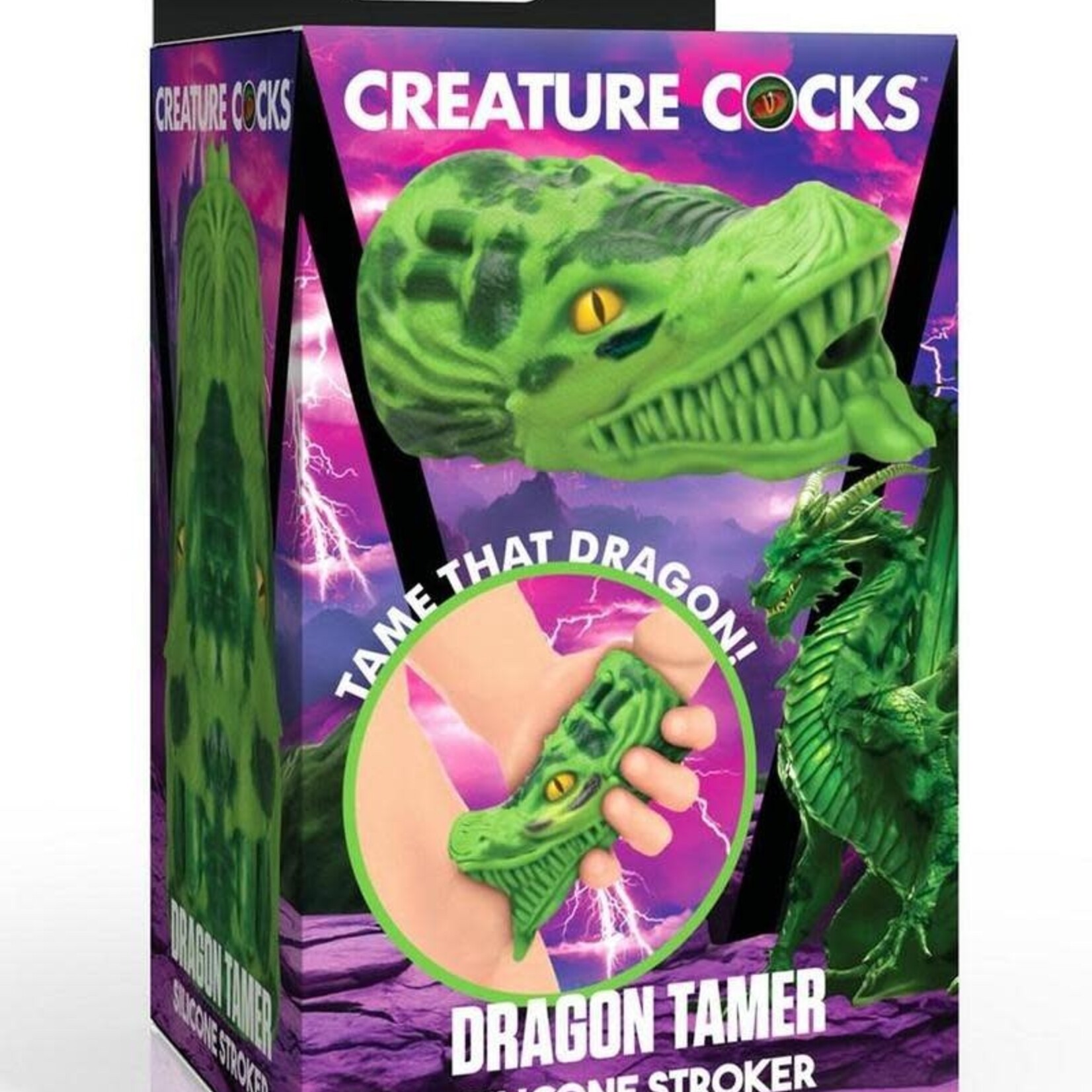 XR Brands Creature Cocks Dragon Tamer Silicone Stroker - Green