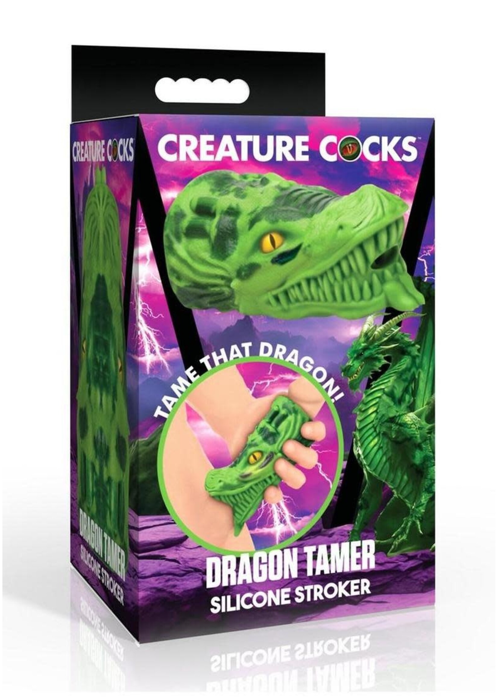 XR Brands Creature Cocks Dragon Tamer Silicone Stroker - Green