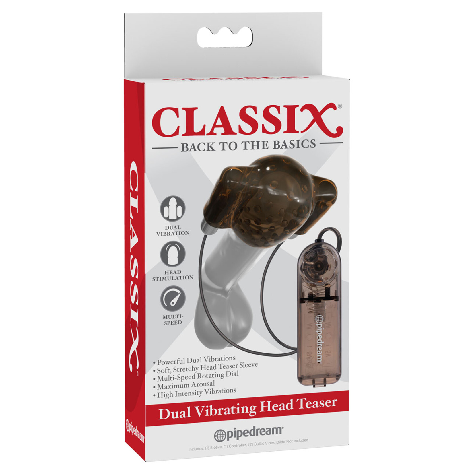 Pipedream Classix Dual Vibrating Head Teaser - Black/smoke