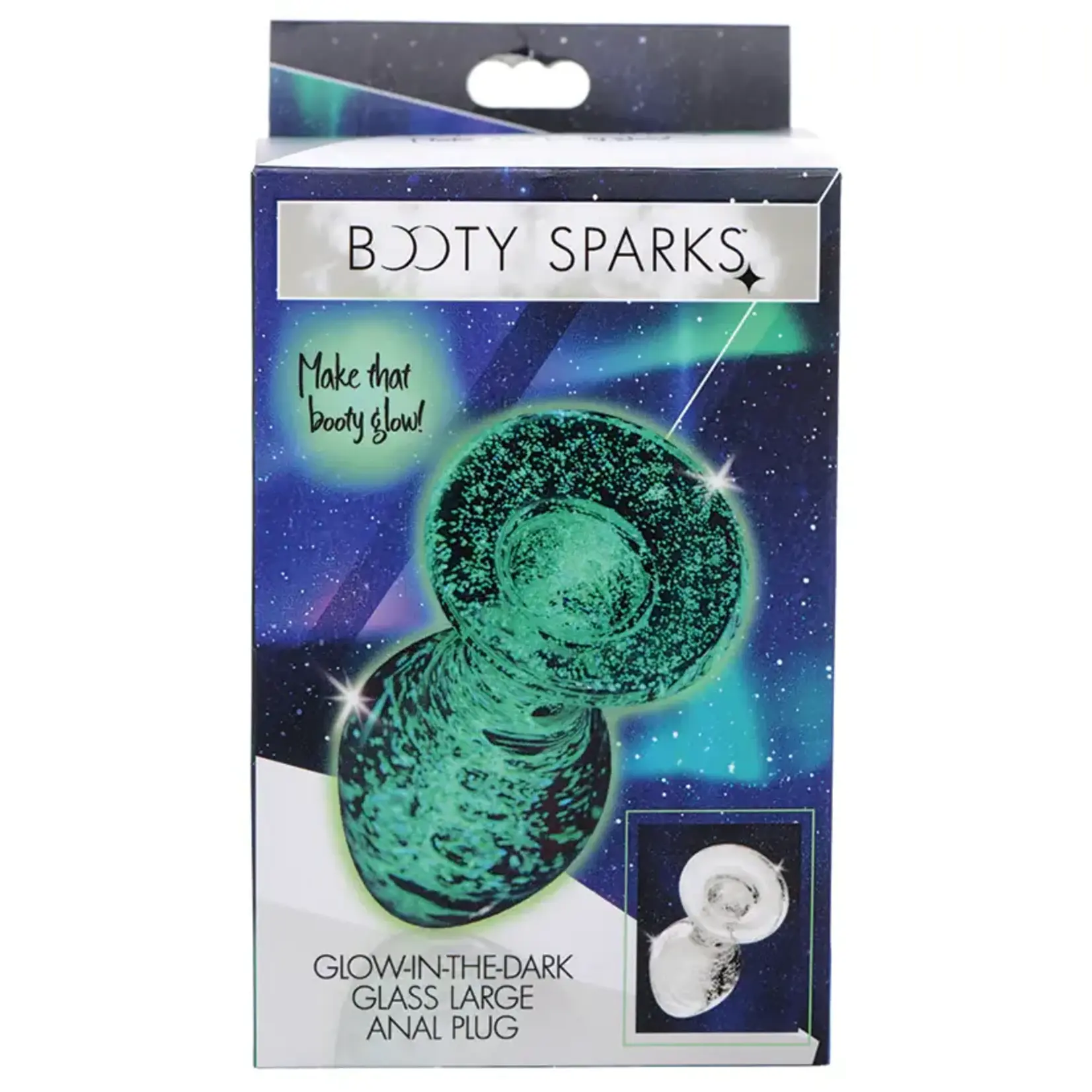 XR Brands Booty Sparks Booty Sparks Glow-In-The-Dark Glass Anal Plug