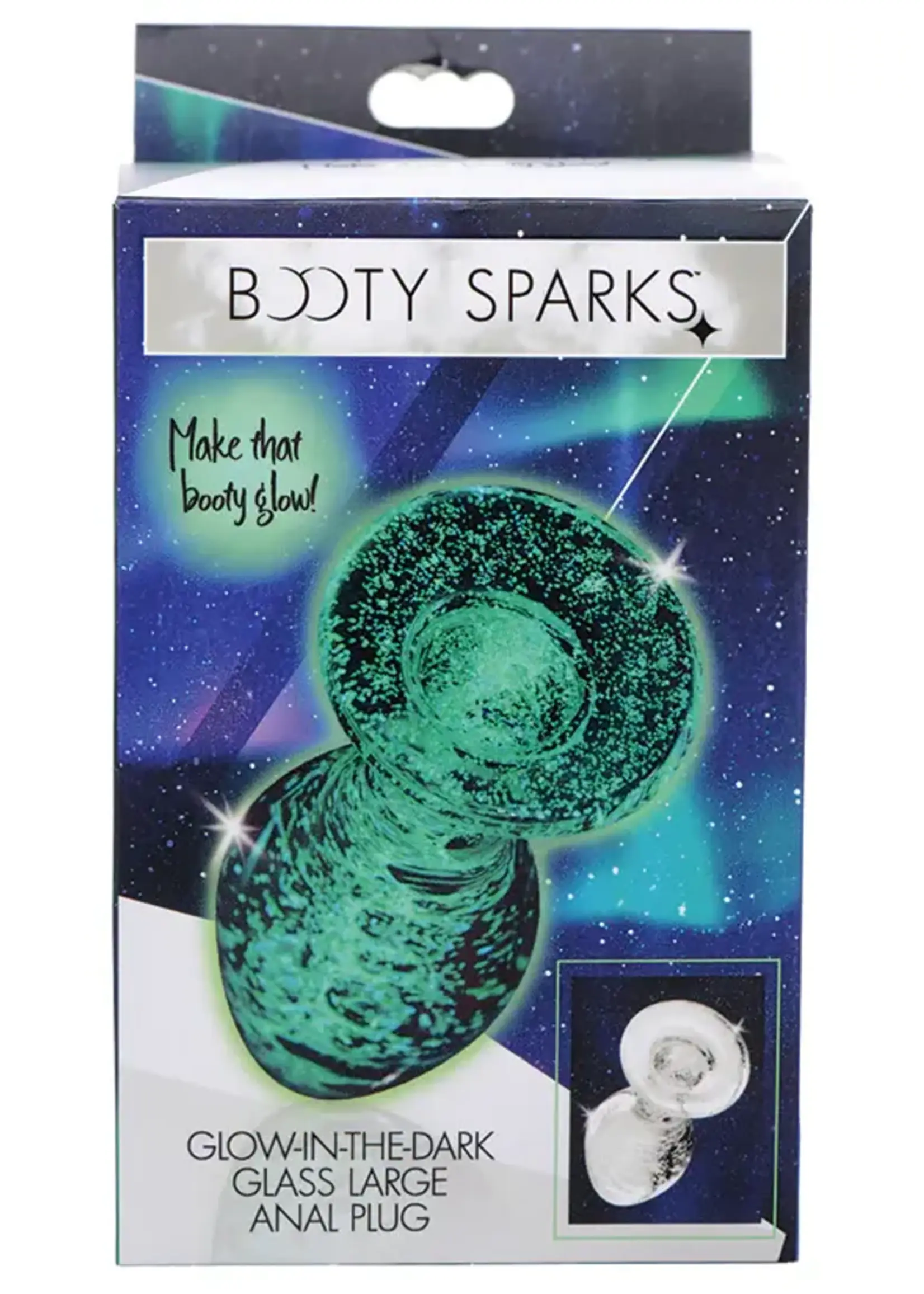 XR Brands Booty Sparks Booty Sparks Glow-In-The-Dark Glass Anal Plug