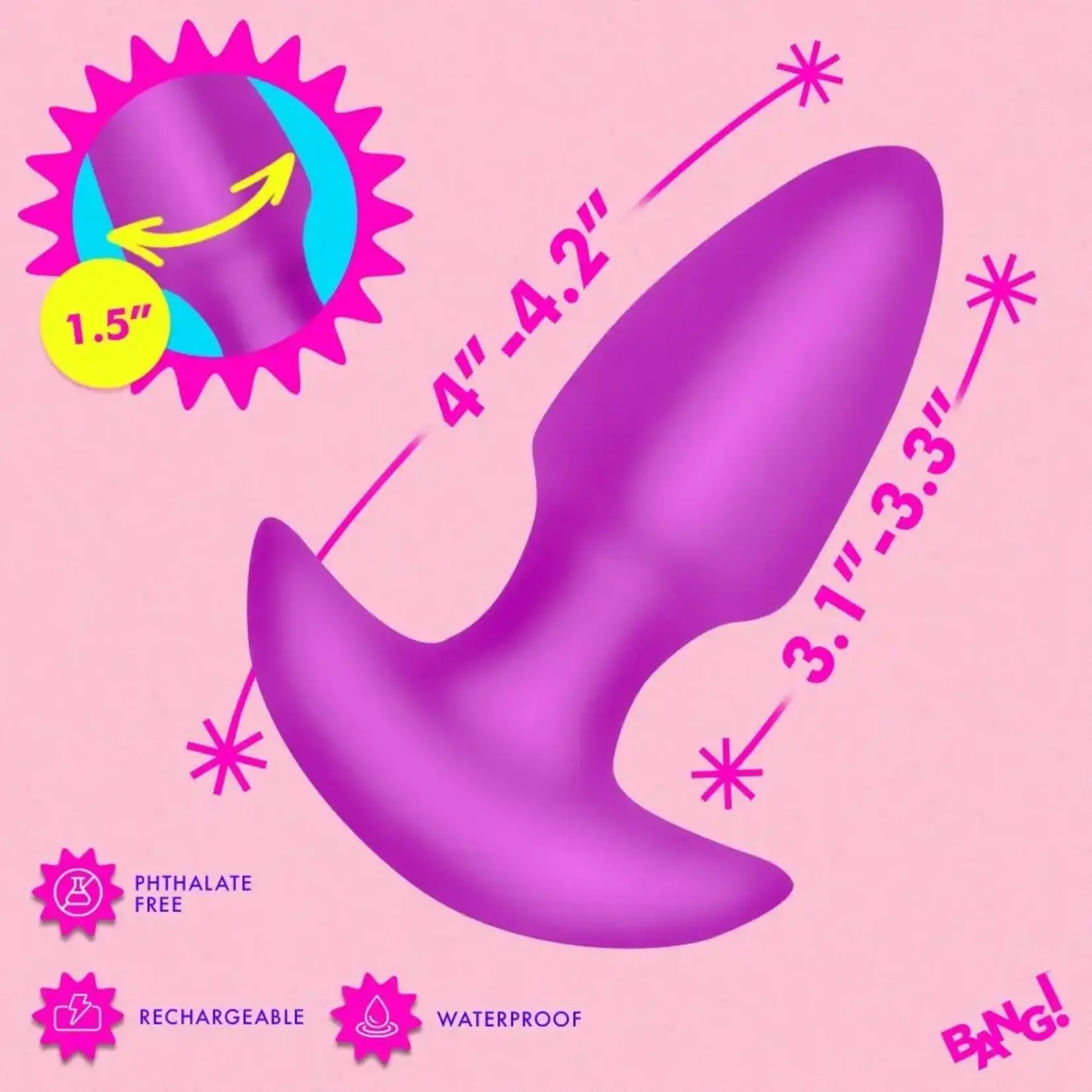 XR Brands Bang Thrusting & Vibrating Silicone Butt Plug