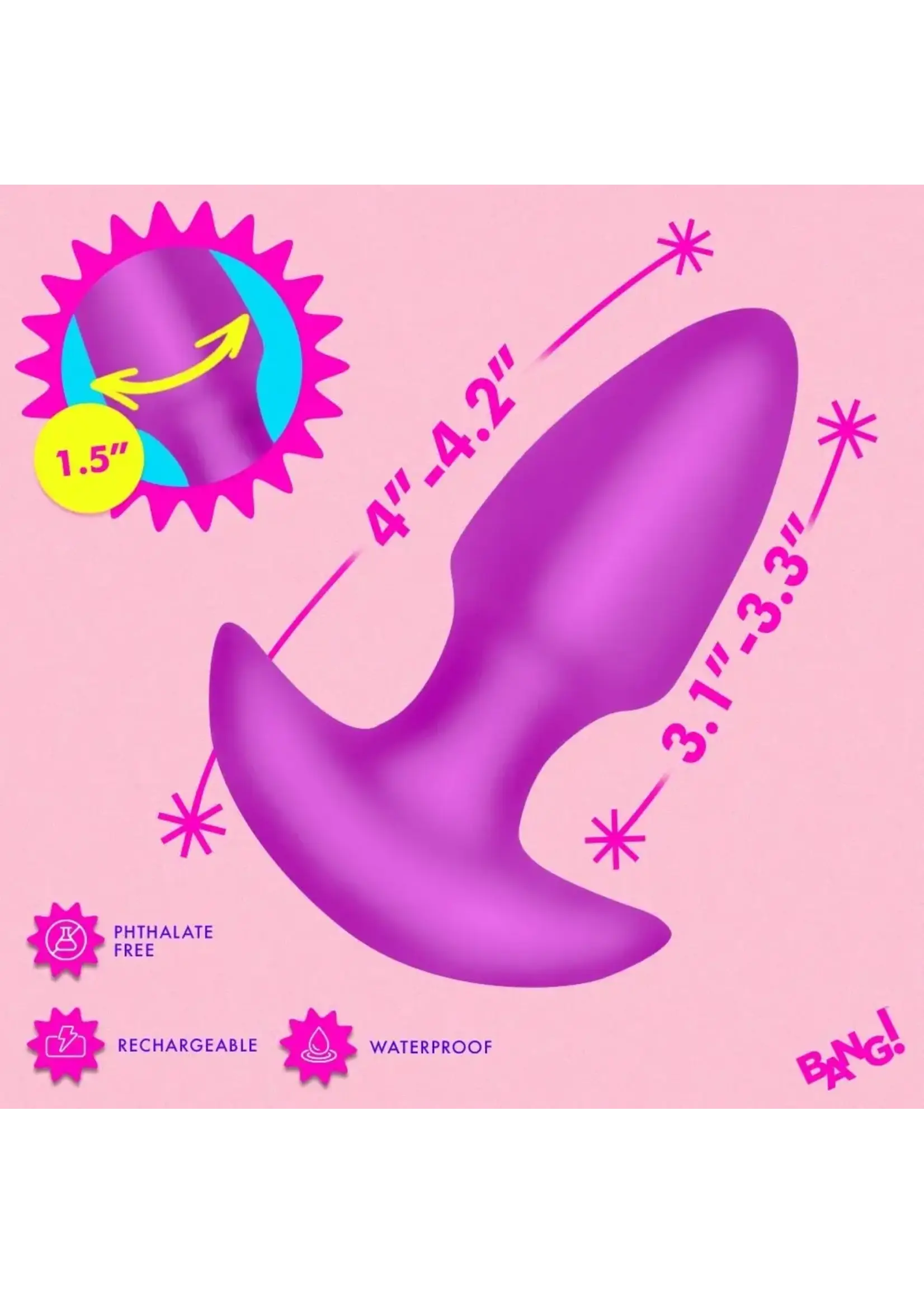 XR Brands Bang Thrusting & Vibrating Silicone Butt Plug