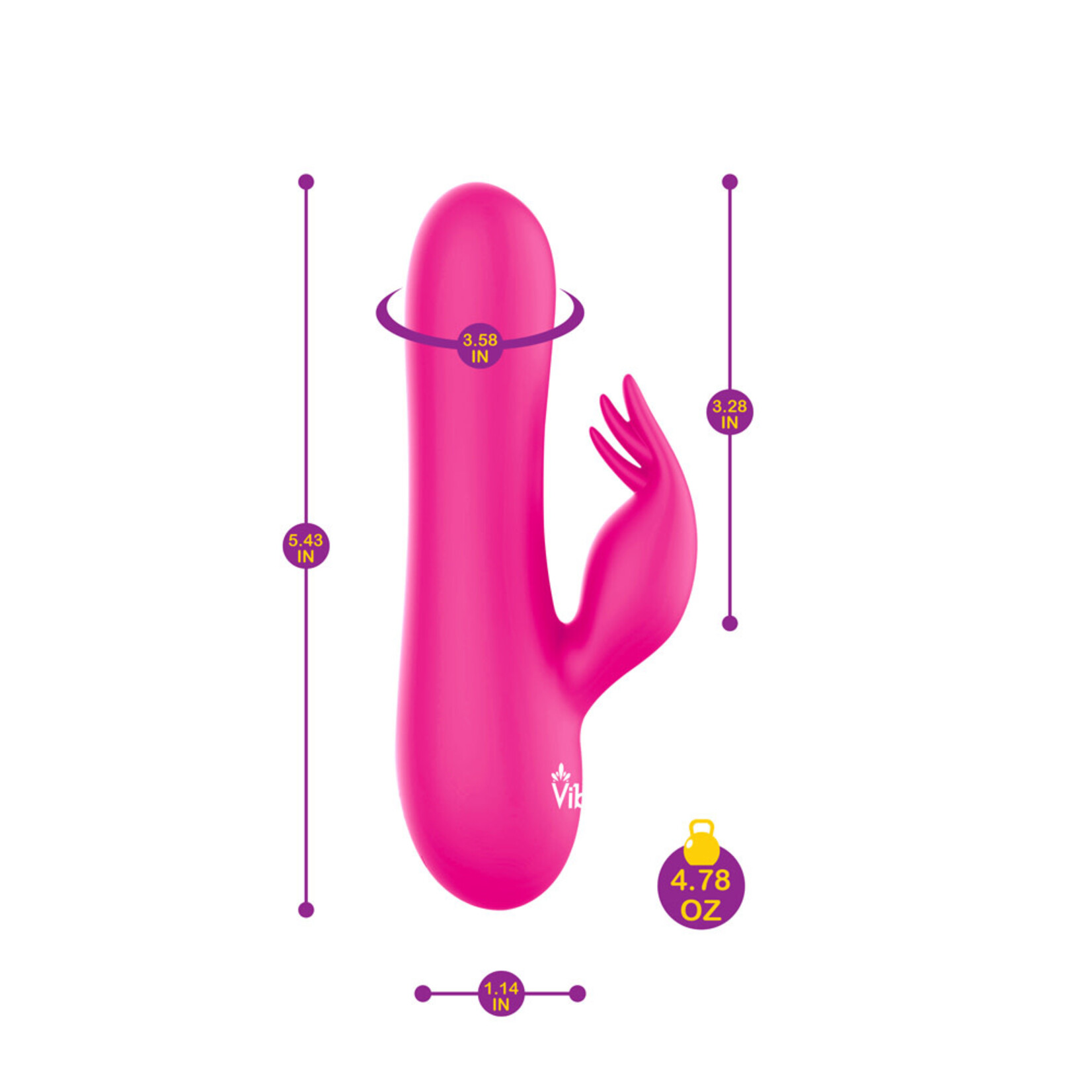 Viben Freyja - Hot Pink - Intense Mini Rabbit Vibe With Triple Tickling Clitoral Stimulator