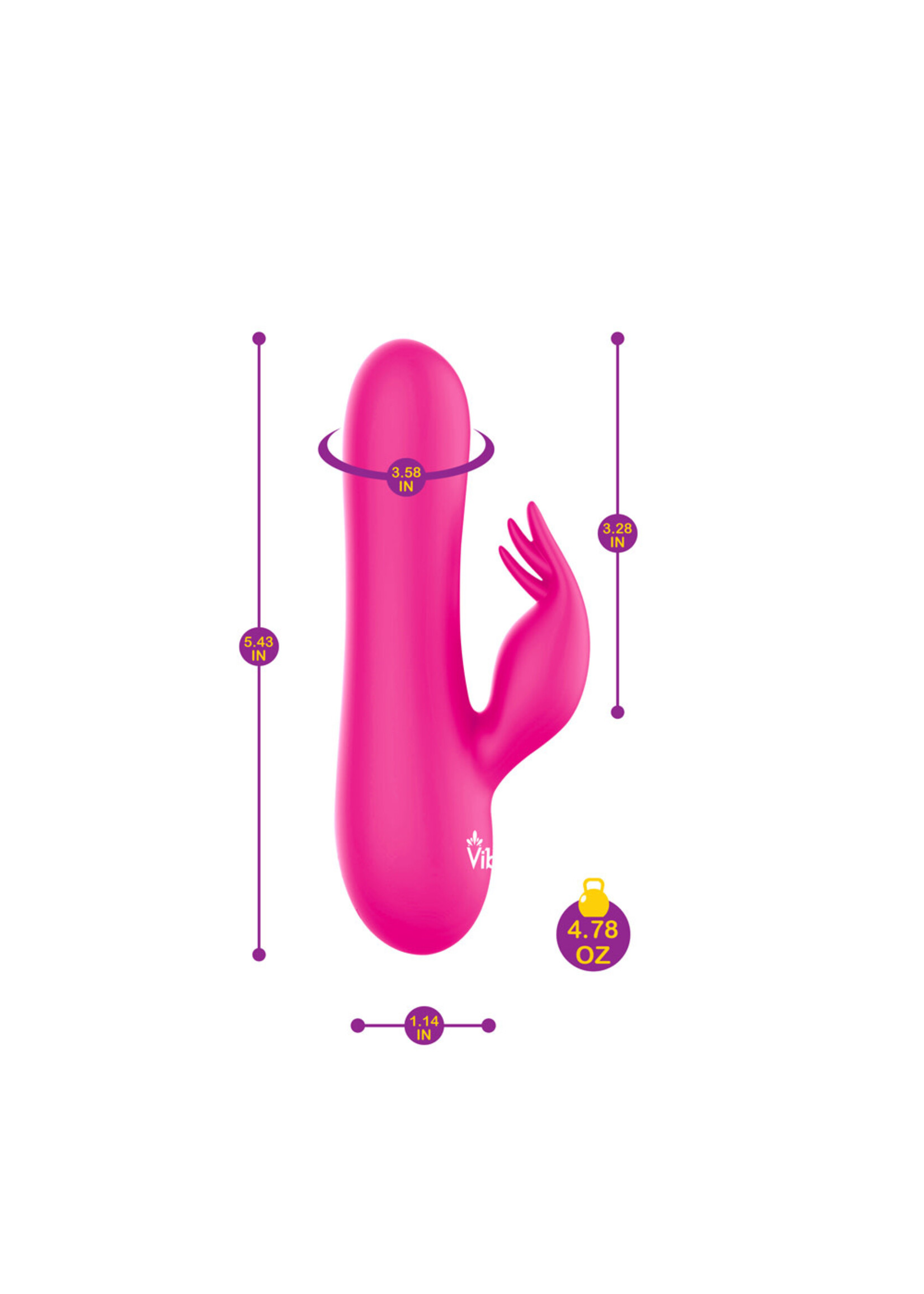 Viben Freyja - Hot Pink - Intense Mini Rabbit Vibe With Triple Tickling Clitoral Stimulator