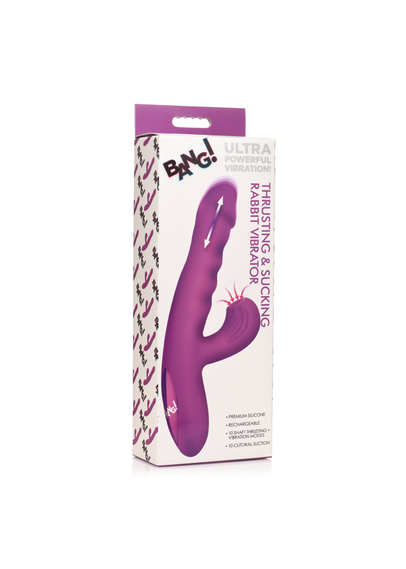XR Brands Bang Bang! Thrusting & Sucking Rabbit Vibrator Purple