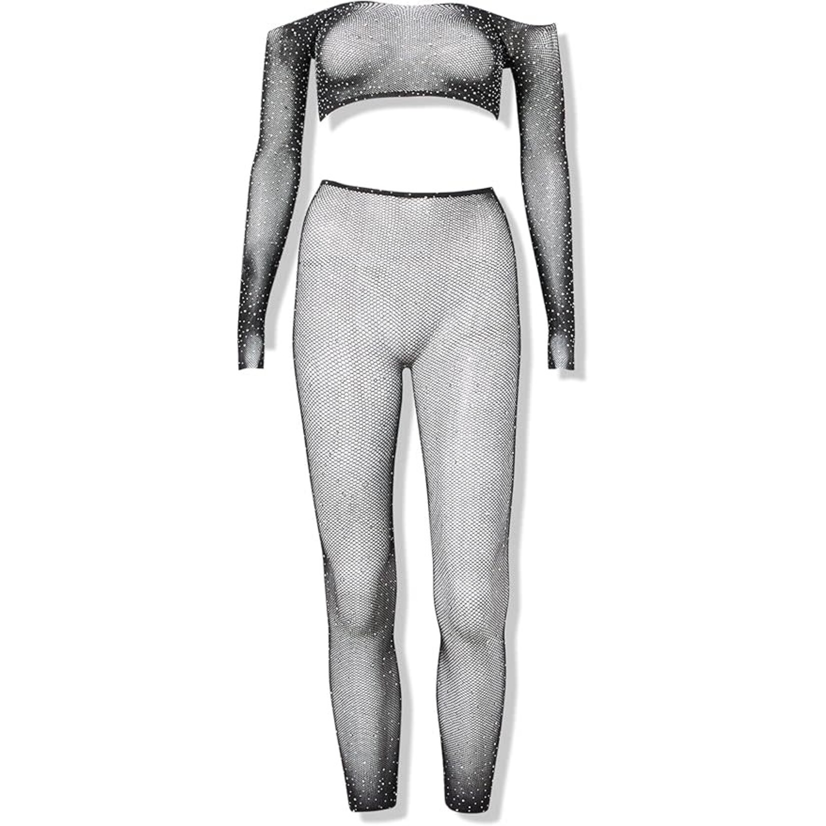 Leg Avenue Leg Avenue Rhinestone Fishnet Crop Top and Footless Tights - O/S