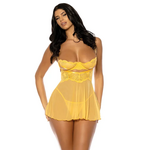 Oh La La Cheri Hazel Peek-A-Boo Cup Babydoll w/G-String Panty - Yellow