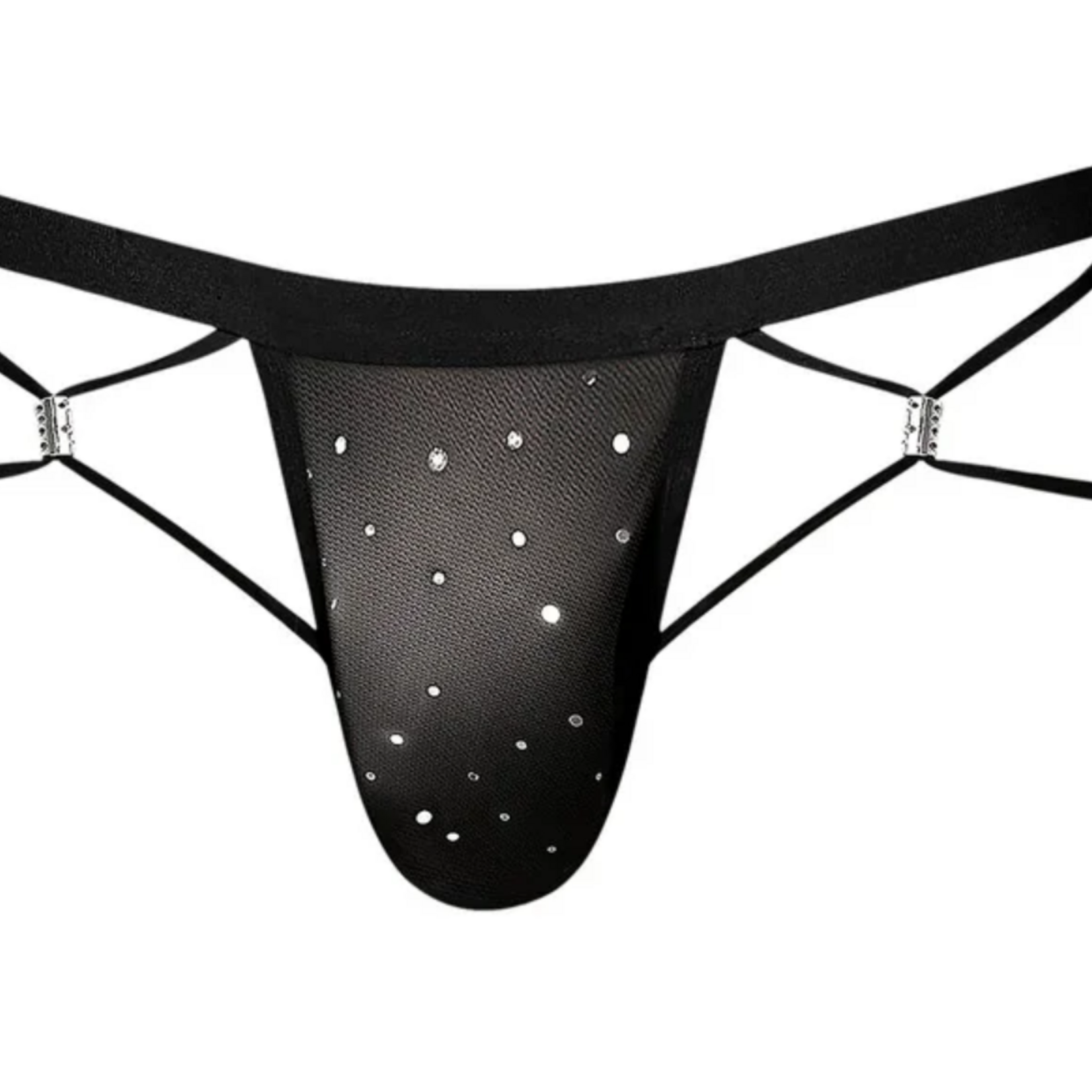 Male Power Show Stopper Jock Silver Mesh Dot