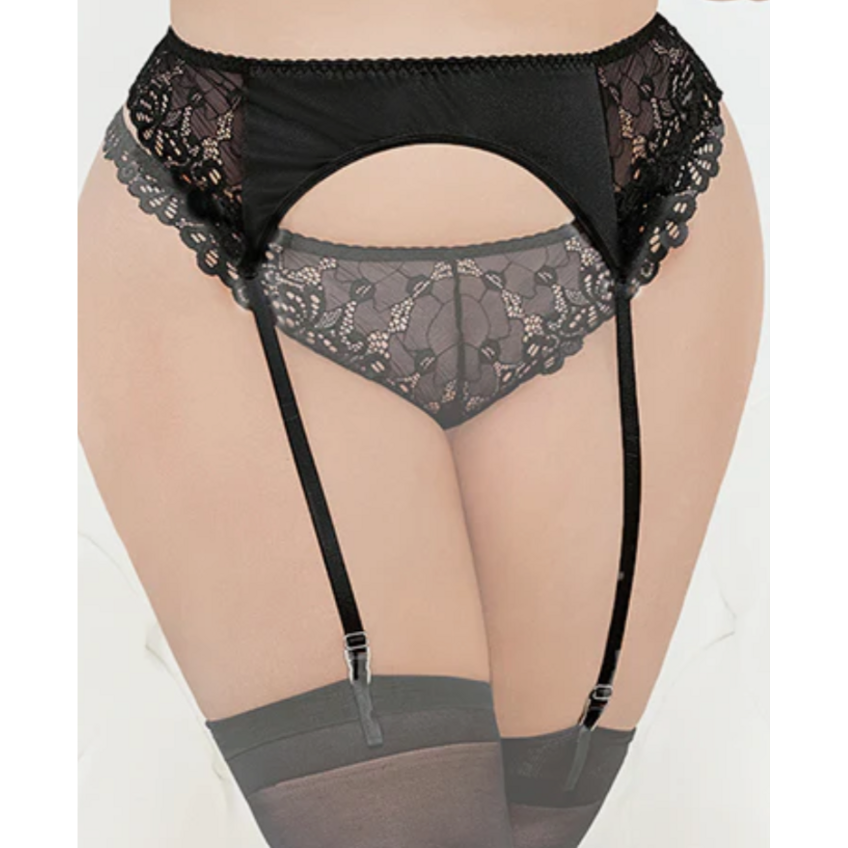 Escante Satin & Lace Garterbelt Black