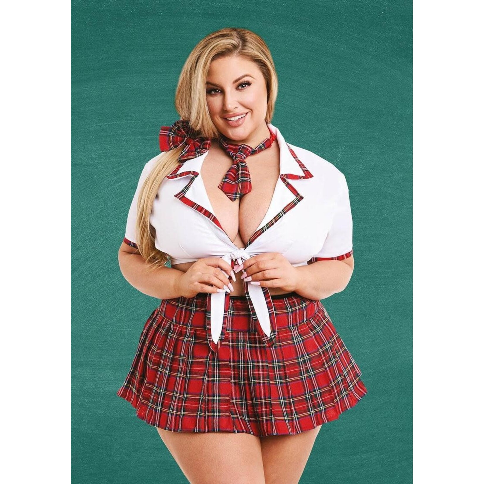 Teacher's Pet Teacher's Pet Ms. Honor Student Schoolgirl Costume (4 Piece) - Queen - Red/White