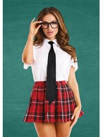 Teacher's Pet Teacher's Pet Private School Sweetheart Costume (4 Piece) - O/S - Red/White