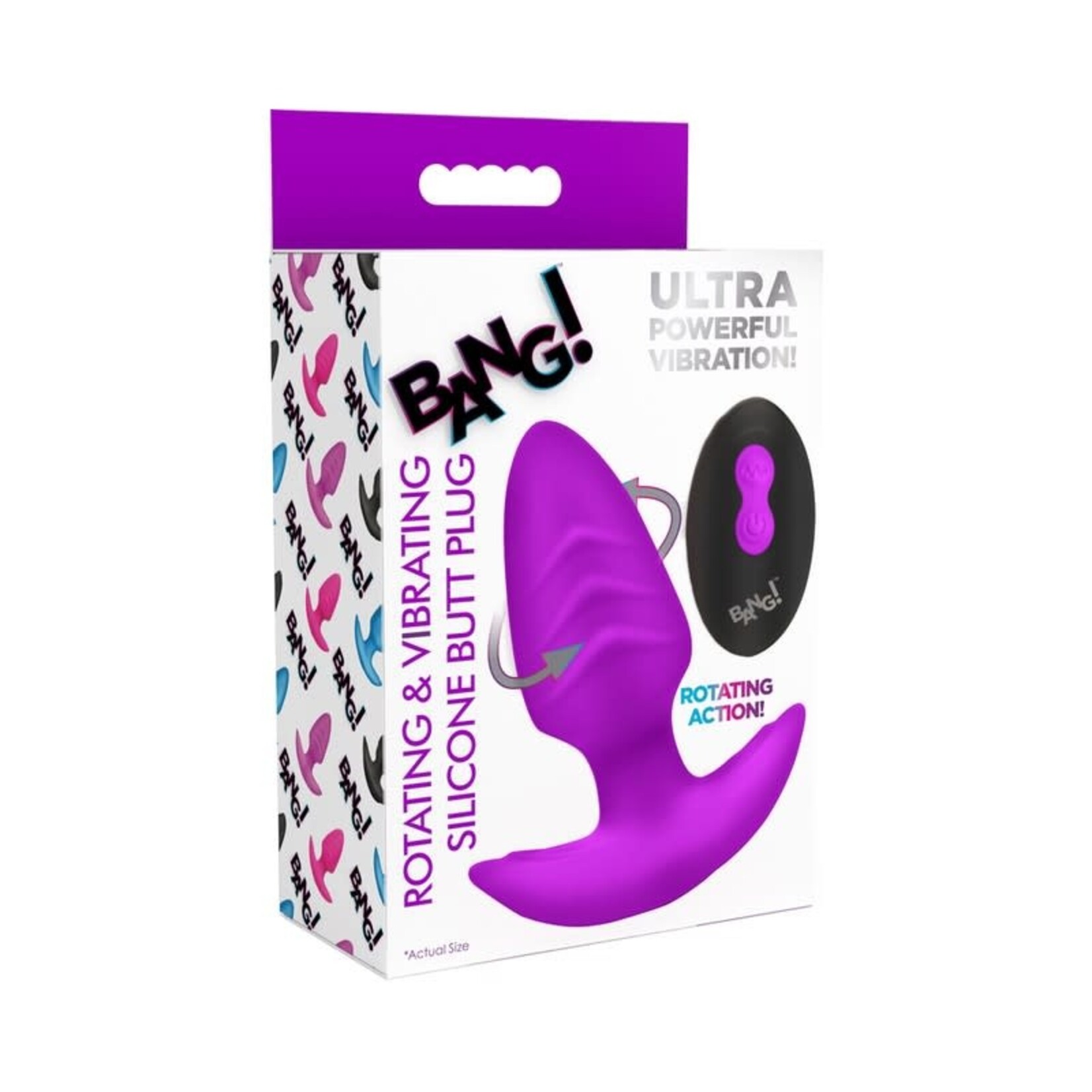 XR Brands Bang Bang! Rotating & Vibrating Silicone Butt Plug W/ Remote