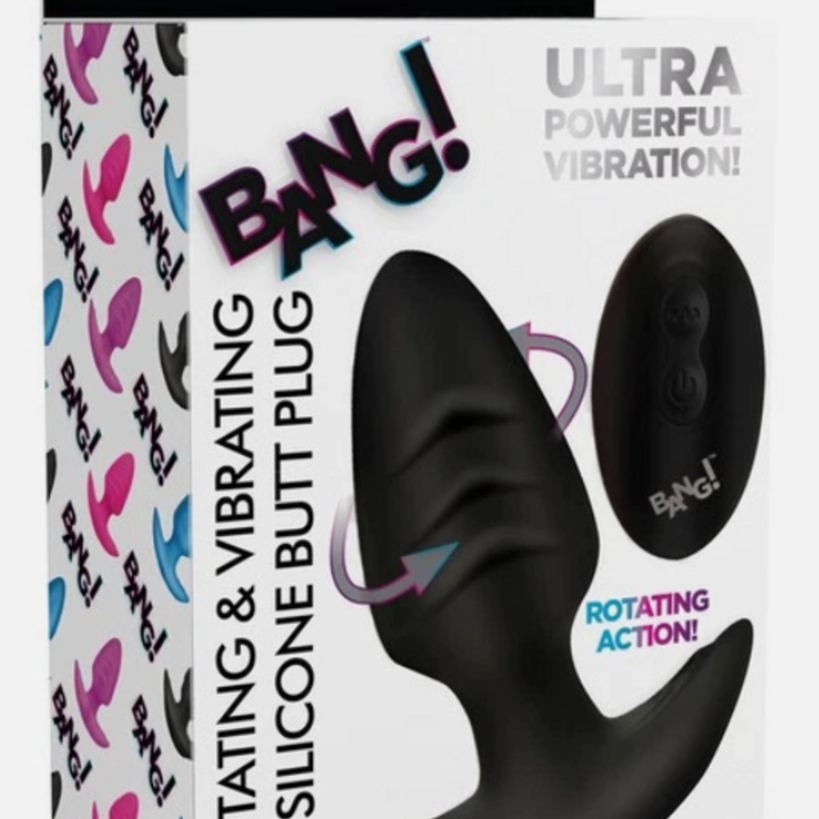 XR Brands Bang Bang! Rotating & Vibrating Silicone Butt Plug W/ Remote
