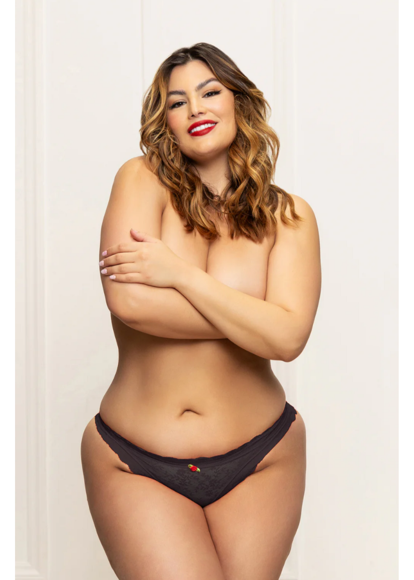 Seven 'til Midnight Lace Panty w/Heart Cut Out Back & Pearl Chain Detail