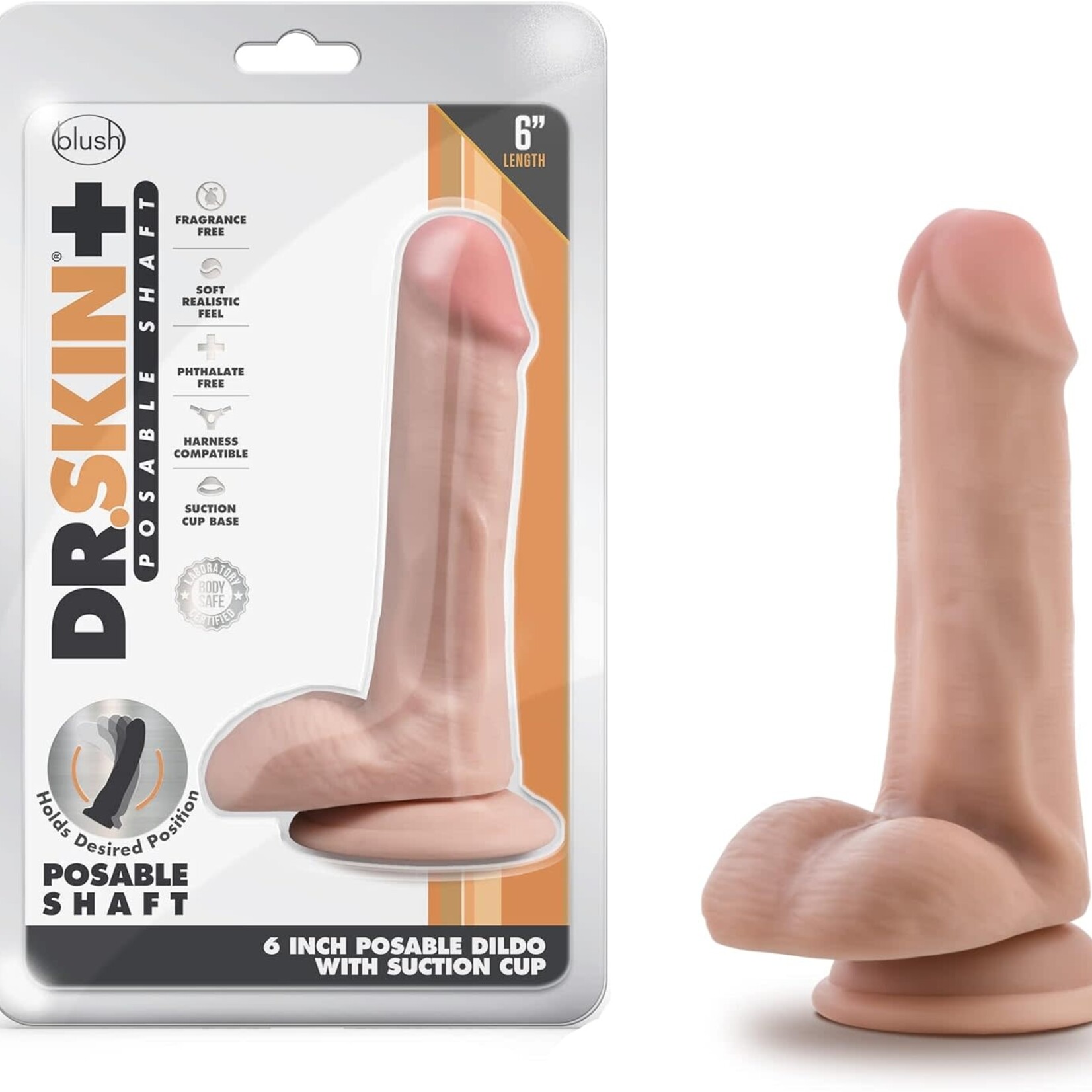 Blush Novelties Dr. Skin Plus 6" Posable Dildo With Balls