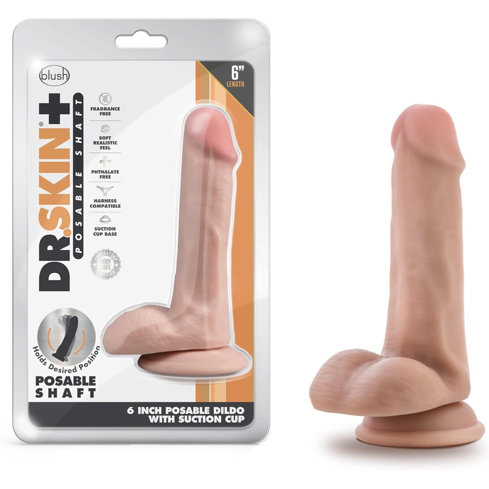 Blush Novelties Dr. Skin Plus 6" Posable Dildo With Balls