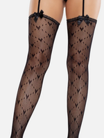 Leg Avenue Heart Lace Trimmed Heart Net Stockings - Stockings -With Garter Belt - Os