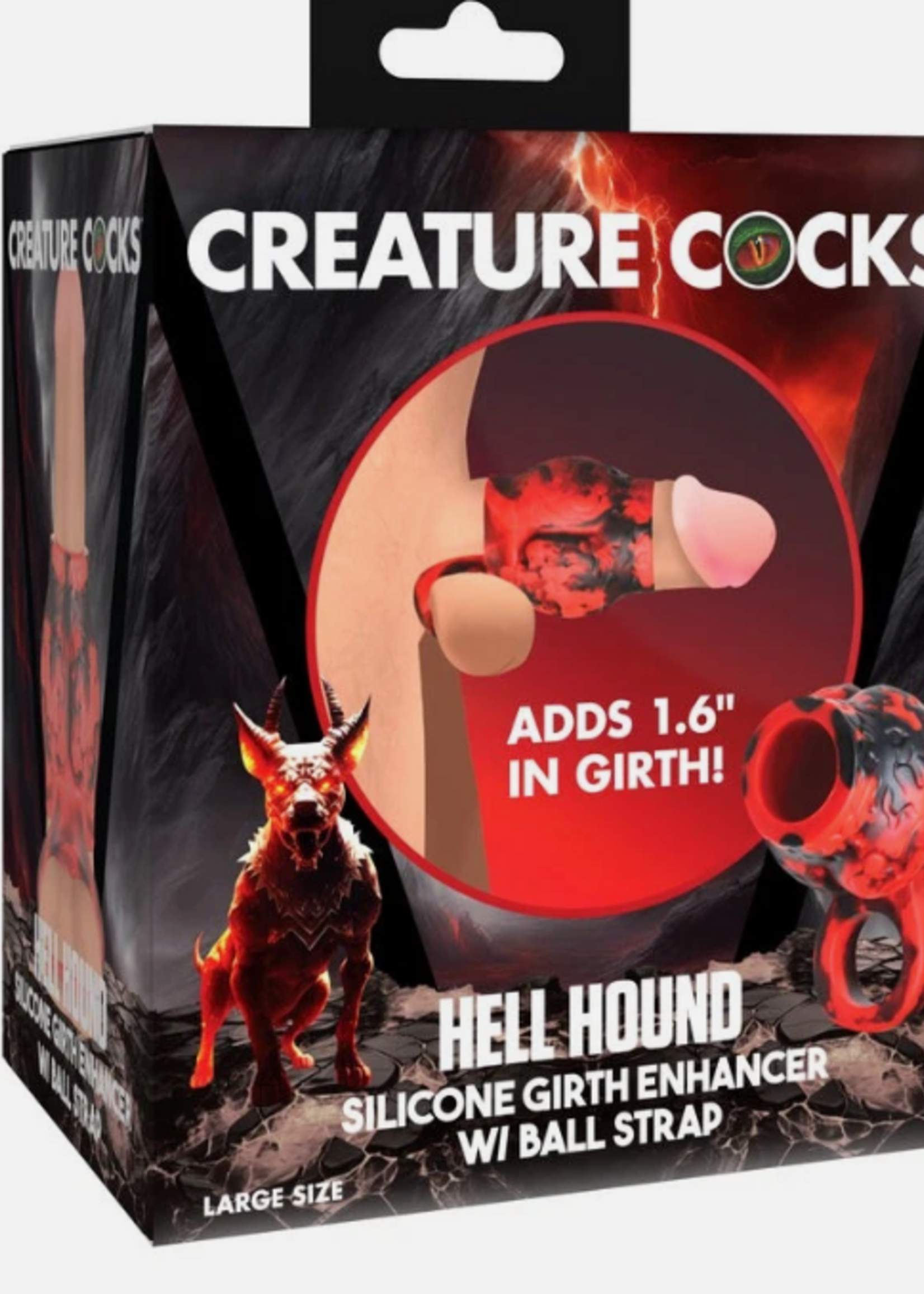 XR Brands Creature Cocks Creature Cocks Hell Hound Silicone Penis Sleeve - Red/Black